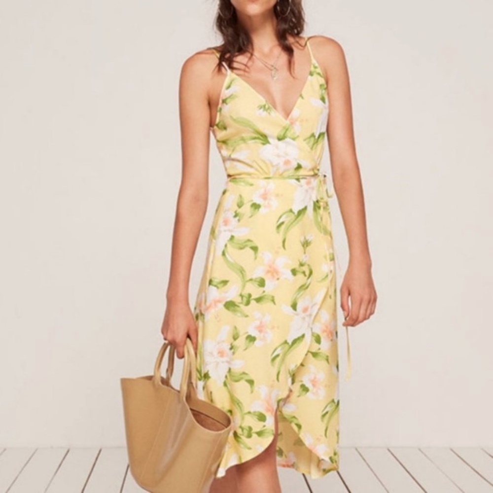 Reformation Anouk Floral Wrap Dress Midi